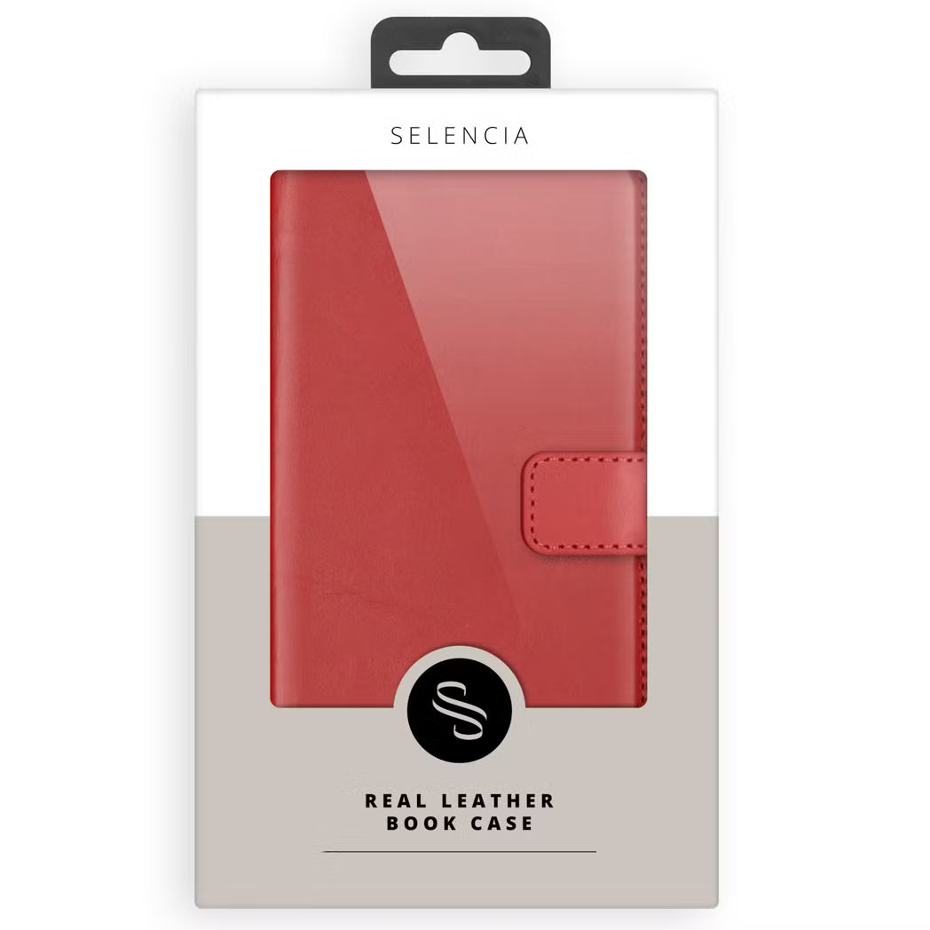 Selencia Echt Leren Bookcase for iPhone 13 Mini - Rood