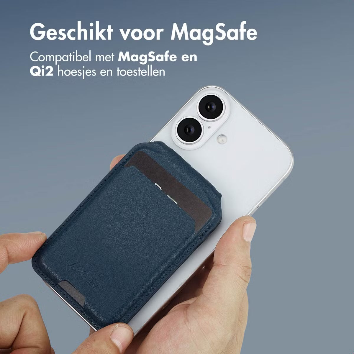 Accezz Leren Wallet meets standard for MagSafe - Nightfall Blue