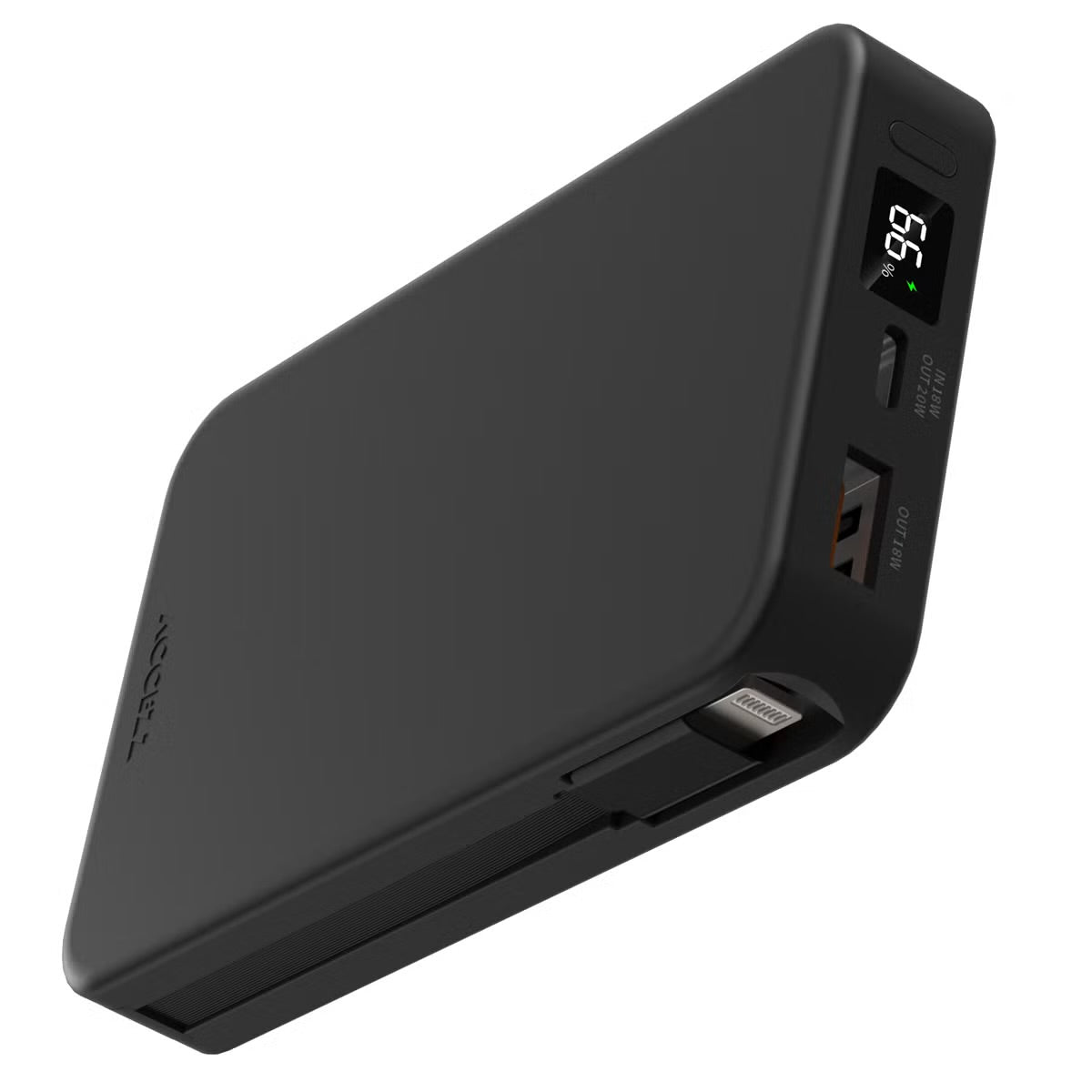 Accezz Powerbank 10,000 mAh with integrated cables - Black