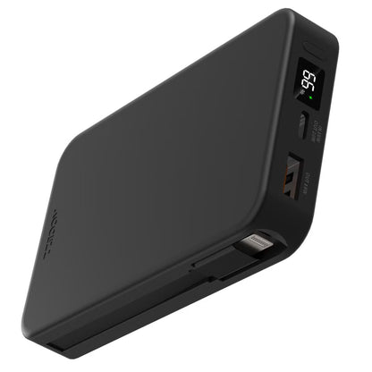 Accezz Powerbank 10,000 mAh with integrated cables - Black