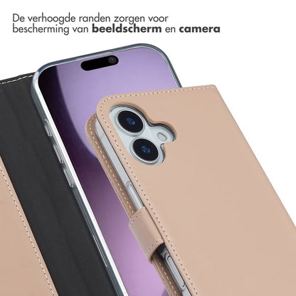 Selencia Echt Leren Bookcase for Apple iPhone 17 - Dusty Pink 