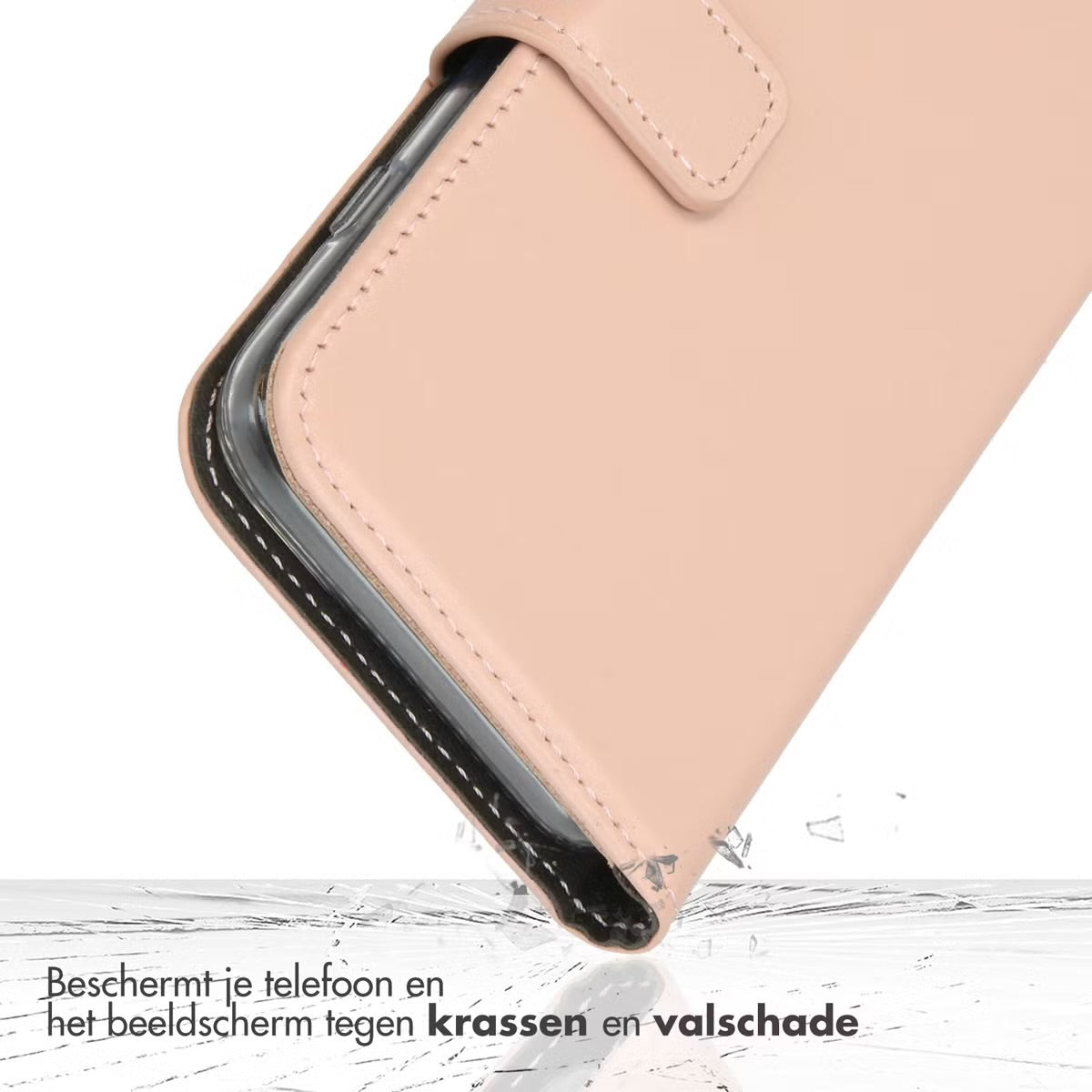 Selencia Echt Leren Bookcase for Apple iPhone 17 Pro - Dusty Pink 