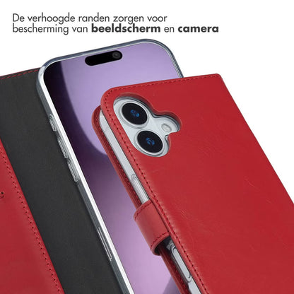 Selencia Echt Leren Bookcase for Apple iPhone 17 - Rood 