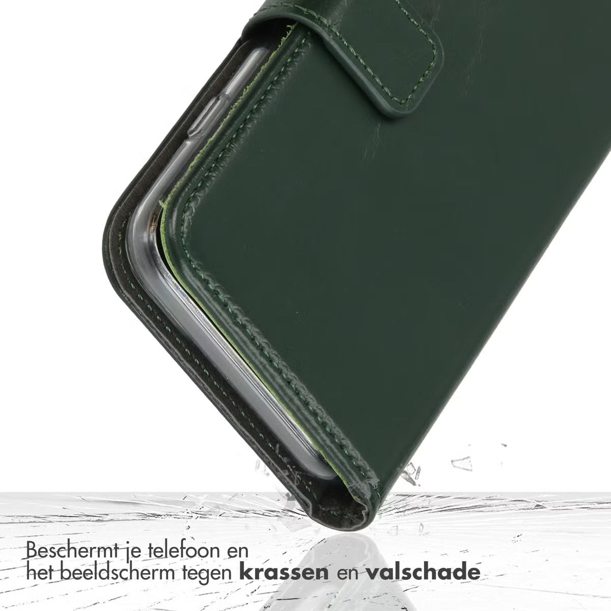 Selencia Echt Leren Bookcase for Apple iPhone Air - Green