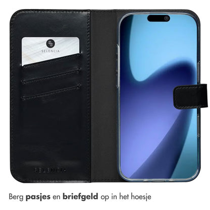 Selencia Echt Leren Bookcase for Apple iPhone Air - Black
