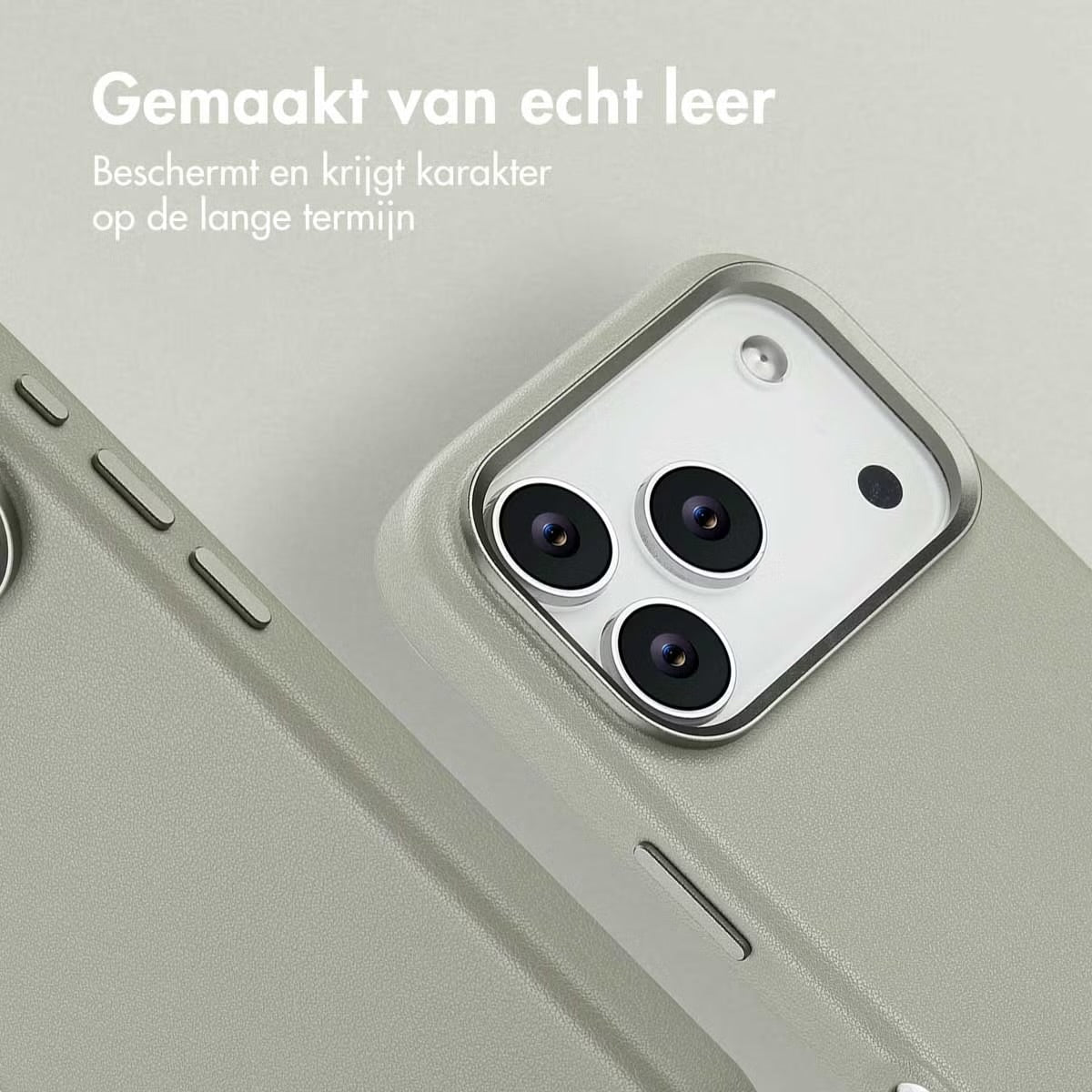 Access MagSafe Leather Backcover for Apple iPhone 17 Pro - Lichtgrijs 