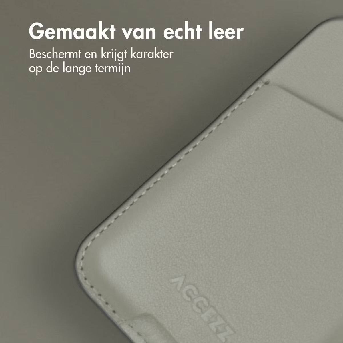 Accezz Leather Cardholder MagSafe - Kaarthouder met MagSafe - Light Gray