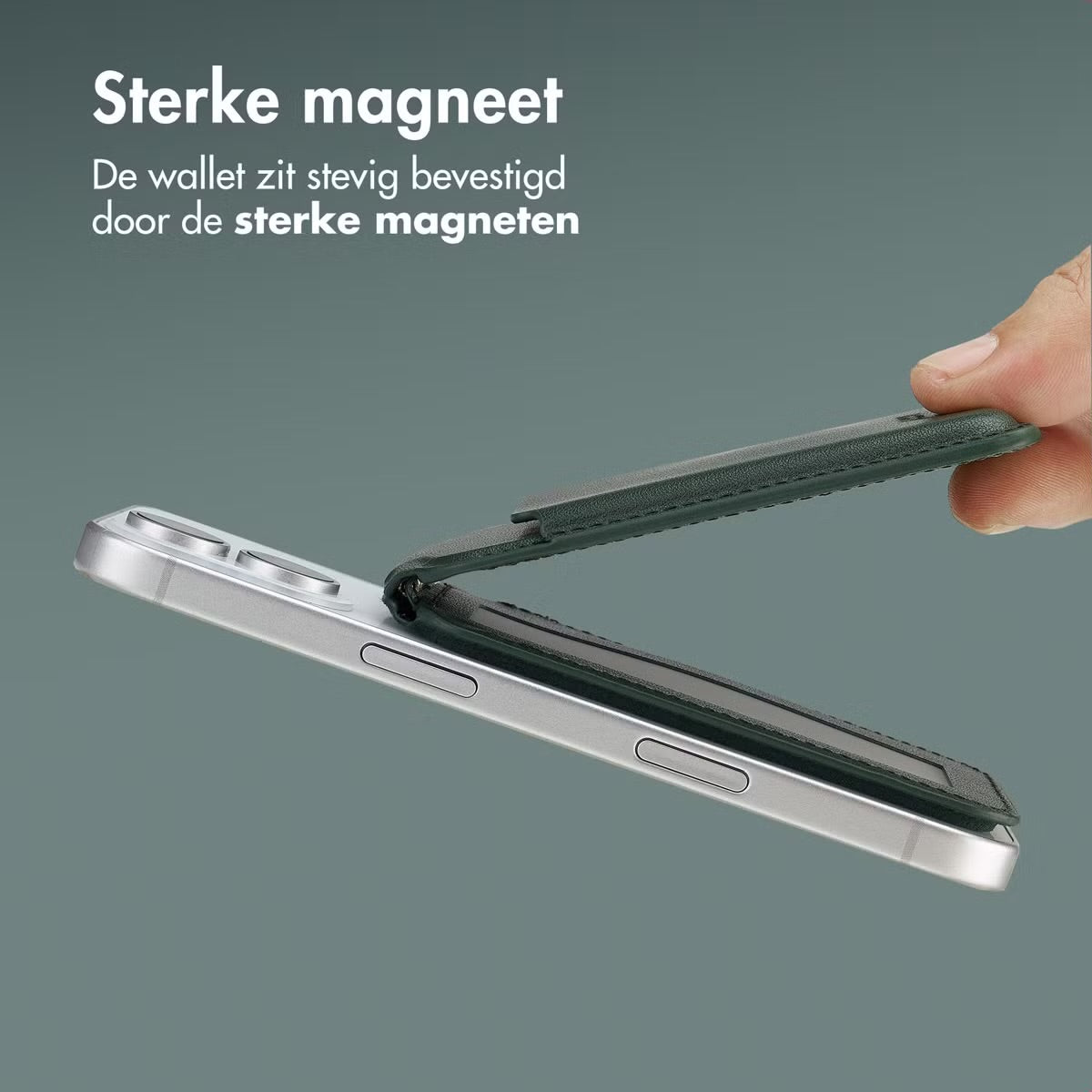 Accezz Leren Wallet meets standard for MagSafe - Cedar Green