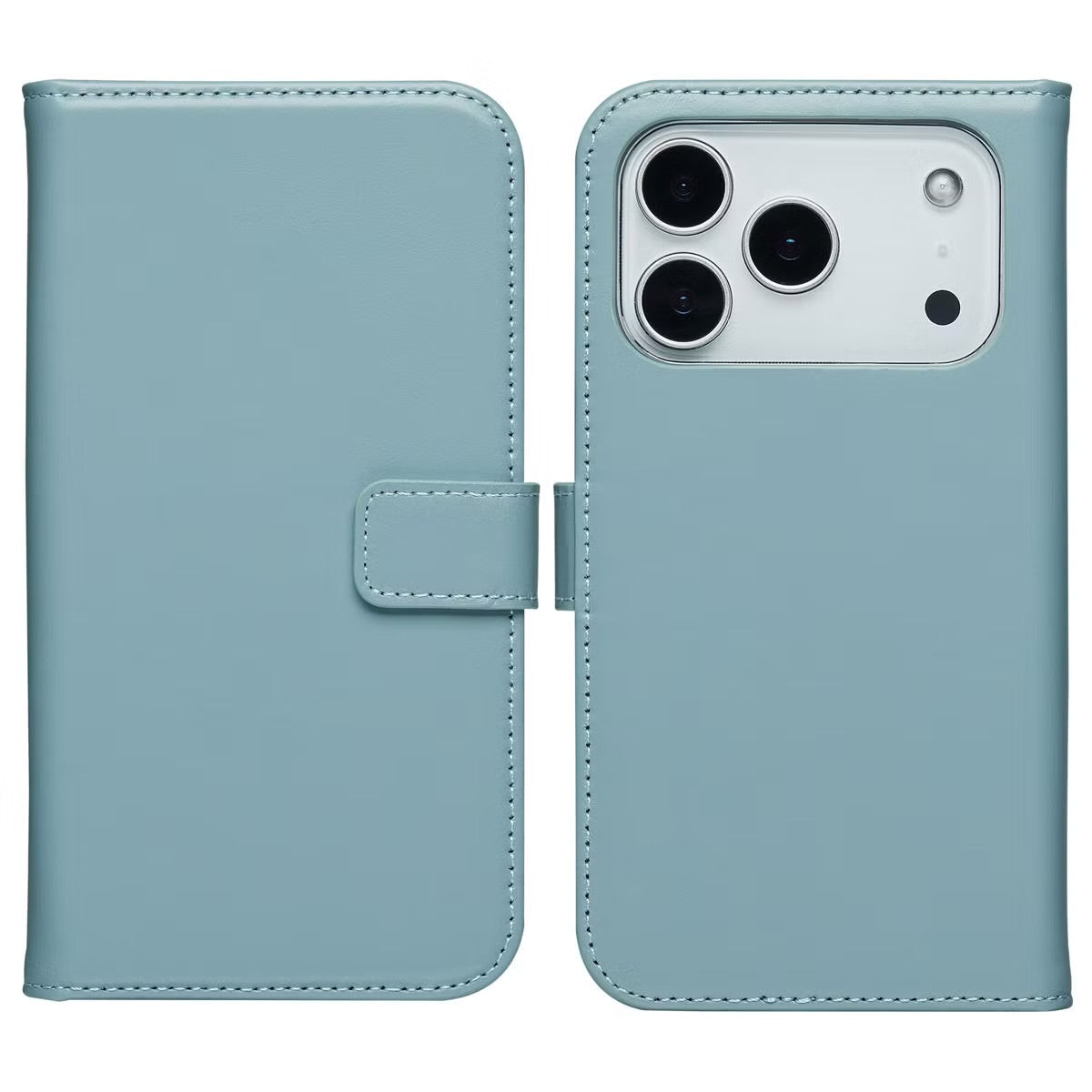 Selencia Echt Leren Bookcase for Apple iPhone 17 Pro - Air Blue 