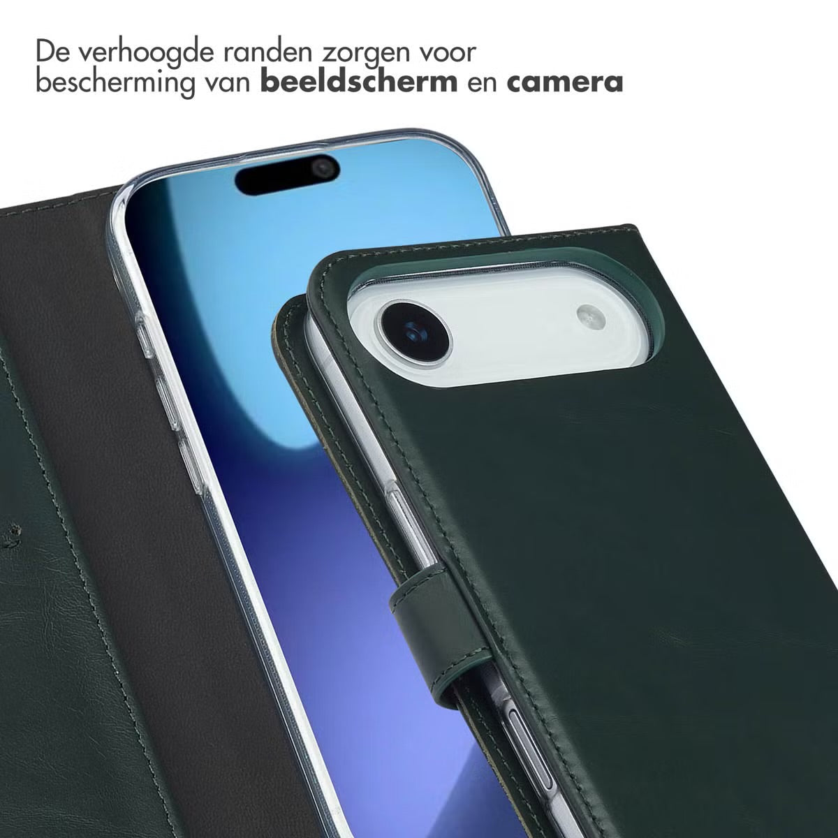 Selencia Echt Leren Bookcase for Apple iPhone Air - Green