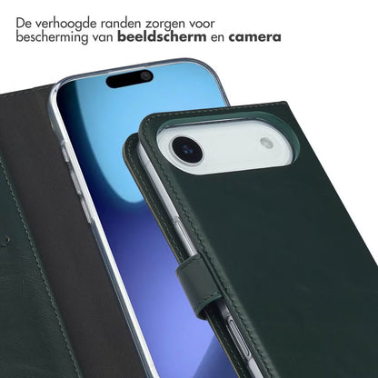 Selencia Echt Leren Bookcase for Apple iPhone Air - Green