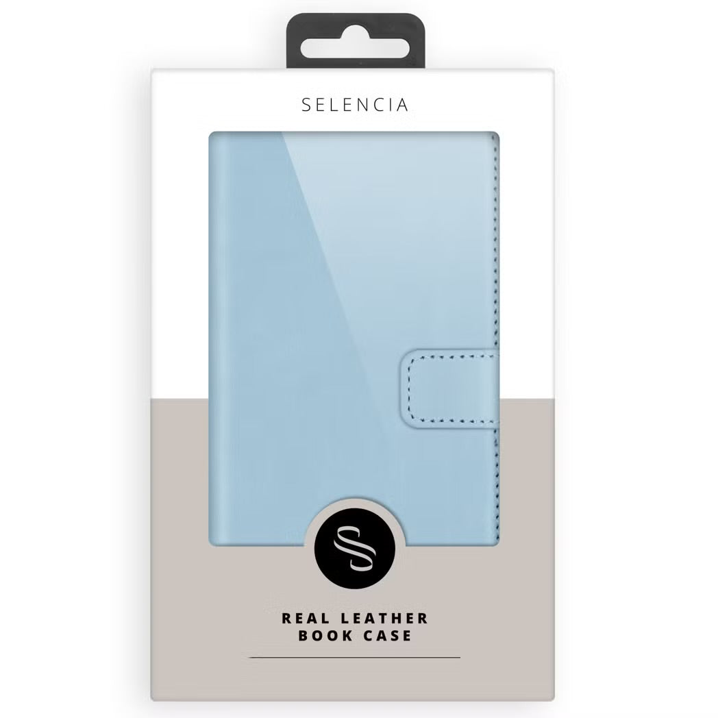 Selencia Echt Leren Bookcase for Apple iPhone 17 Pro - Air Blue 