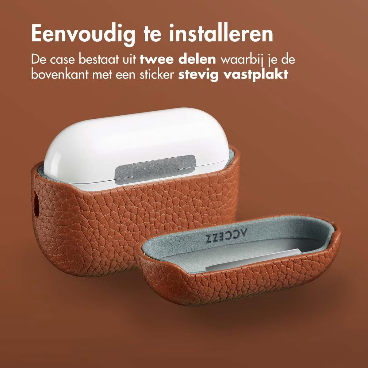 Accezz Echt Leren Case for Apple AirPods Pro 2 - Cognac
