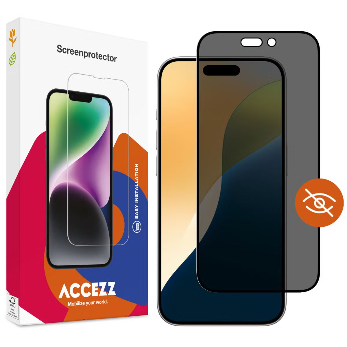 Accezz Gehard Glas Privacy Screenprotector for Apple iPhone 16 Pro