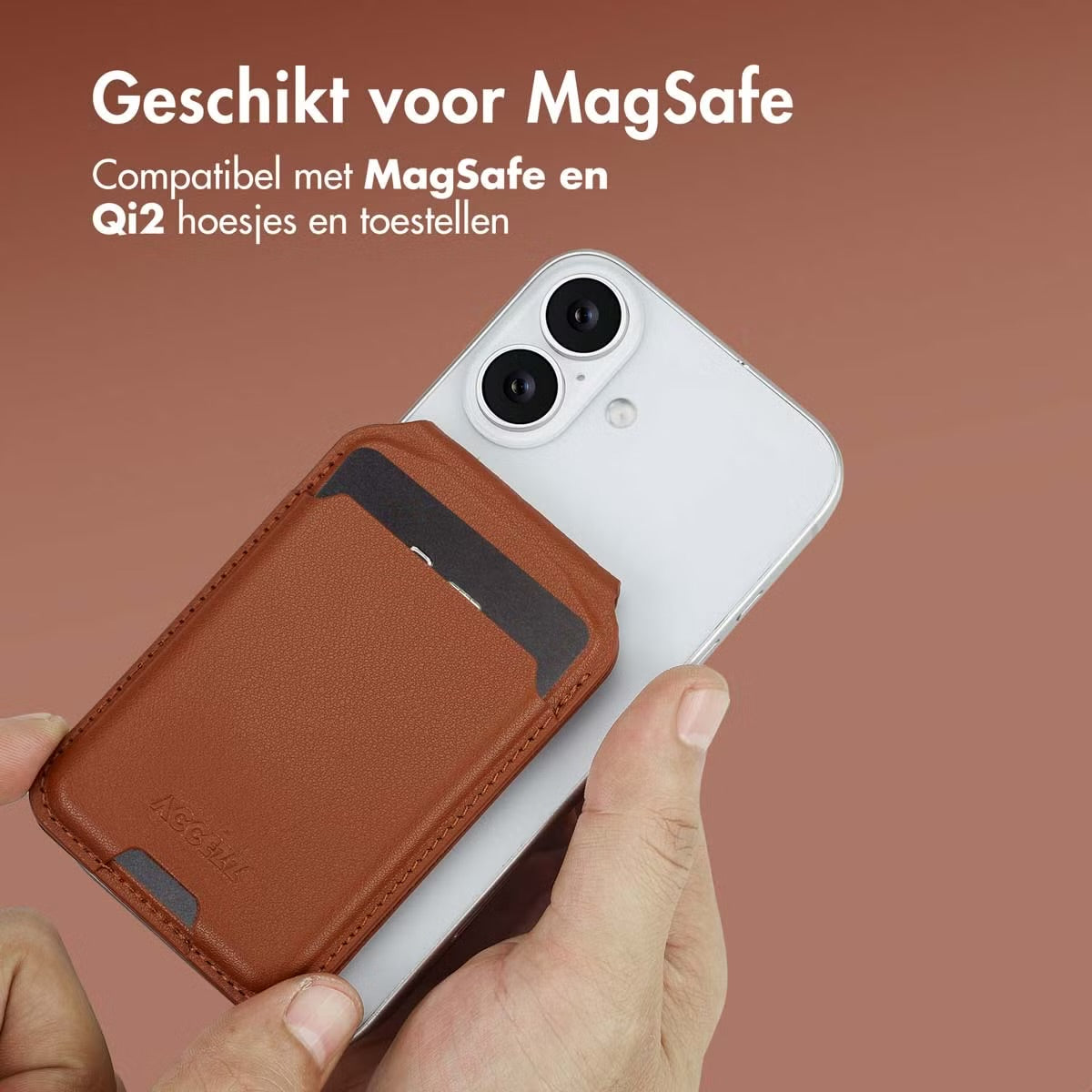 Accezz Leren Wallet meets standard for MagSafe - Sienna Brown