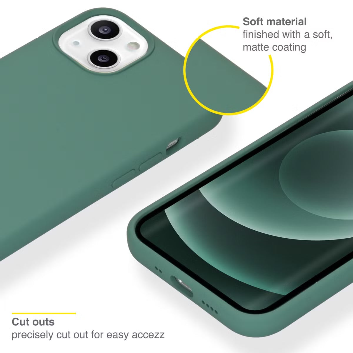 Accezz Liquid Silicone Backcover for iPhone 13 Mini - Donkergroen