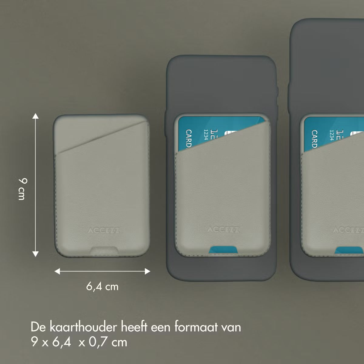Accezz Leather Cardholder MagSafe - Kaarthouder met MagSafe - Light Gray