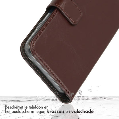 Selencia Echt Leren Bookcase for Apple iPhone 17 Pro - Bruin 