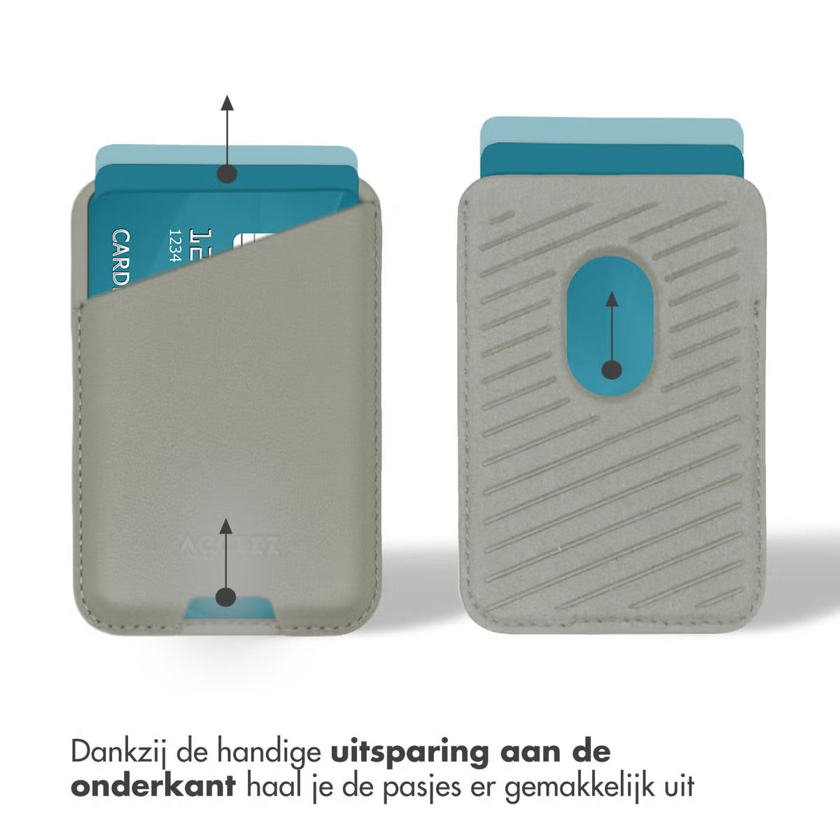 Accezz Leather Cardholder MagSafe - Kaarthouder met MagSafe - Light Gray