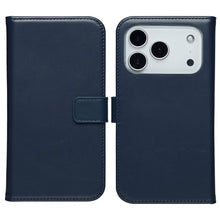 Selencia Echt Leren Bookcase for Apple iPhone 17 Pro - Blue