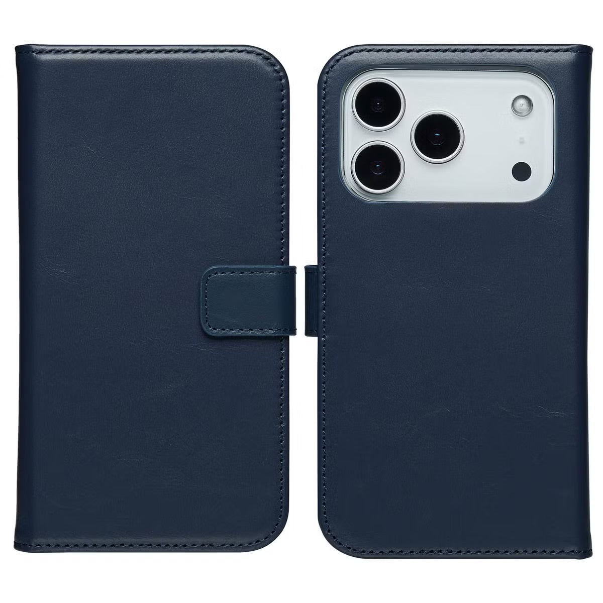 Selencia Echt Leren Bookcase for Apple iPhone 17 Pro - Blue
