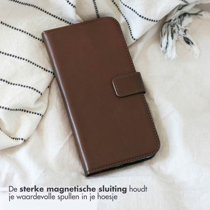 Selencia Echt Leren Bookcase for Apple iPhone 17 Pro - Bruin 