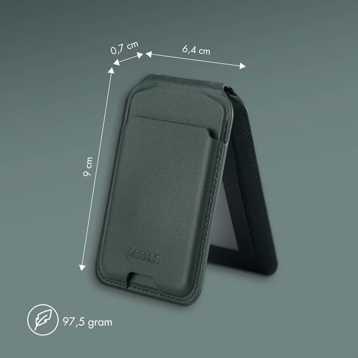 Accezz Leren Wallet meets standard for MagSafe - Cedar Green