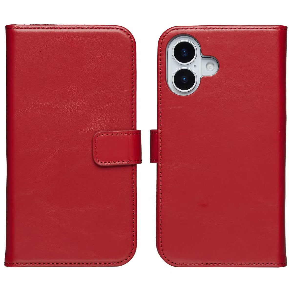 Selencia Echt Leren Bookcase for Apple iPhone 17 - Rood 