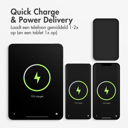 Accezz Powerbank 10,000 mAh with integrated cables - Black
