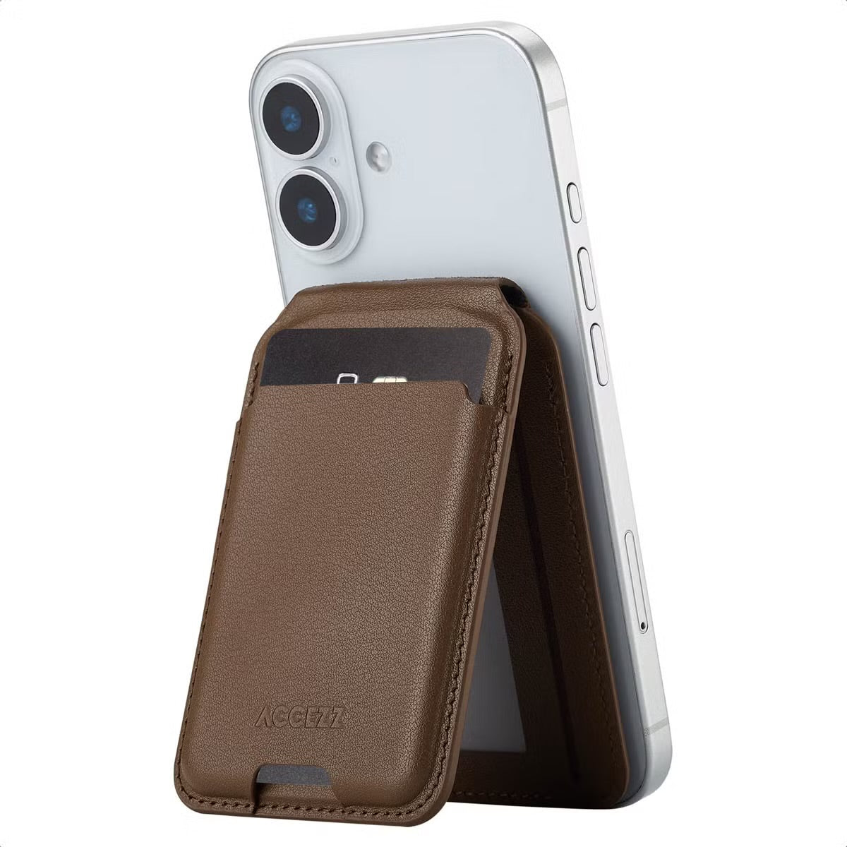Accezz Leren Wallet meets standard for MagSafe - Coffee Brown