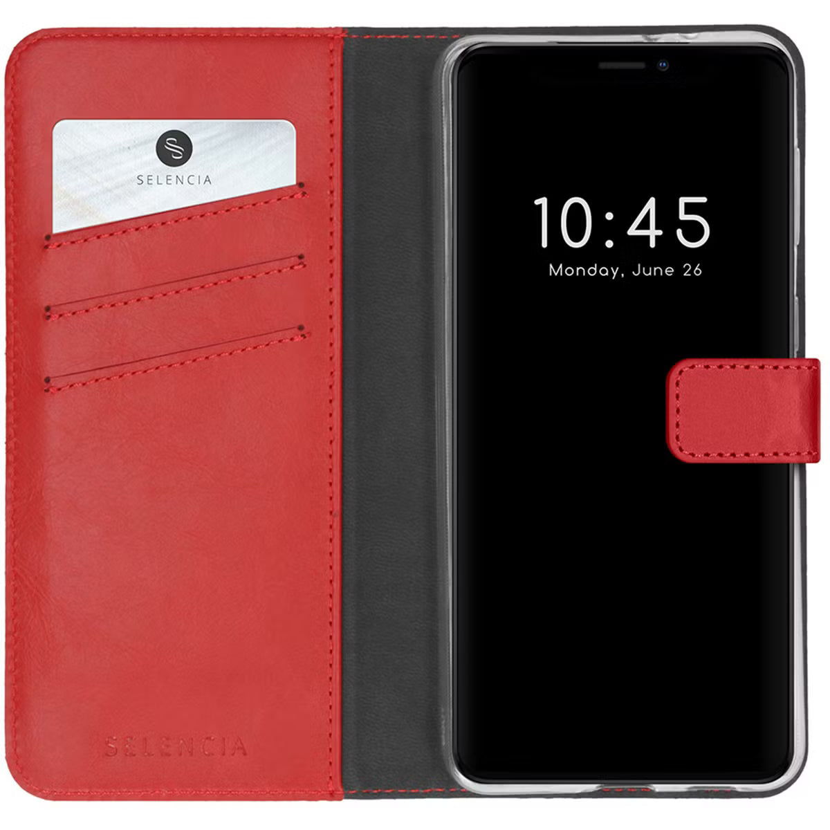 Selencia Echt Leren Bookcase for iPhone 13 - Rood