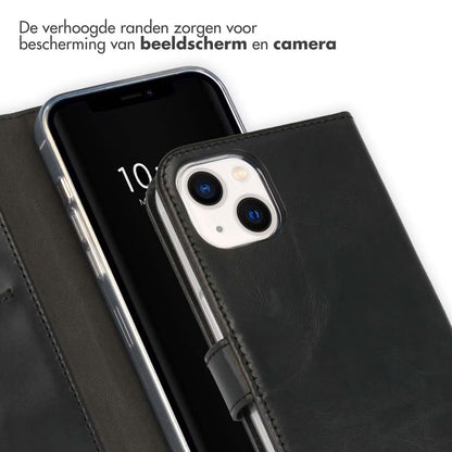 Selencia Echt Leren Bookcase for iPhone 13 - Black 