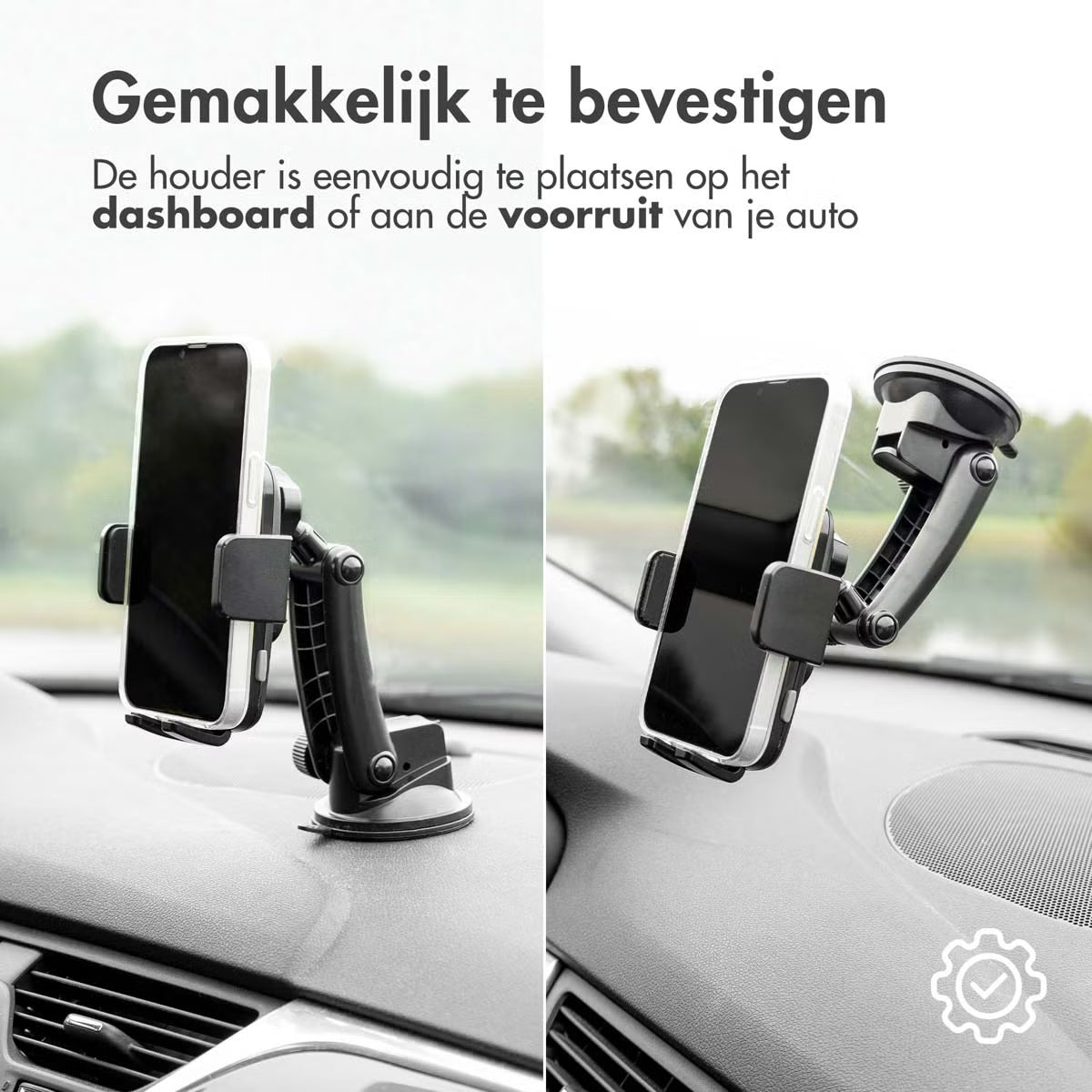 Accezz Telefoonhouder auto - Draadloze oplader - Dashboard en voorruit - Zwart 