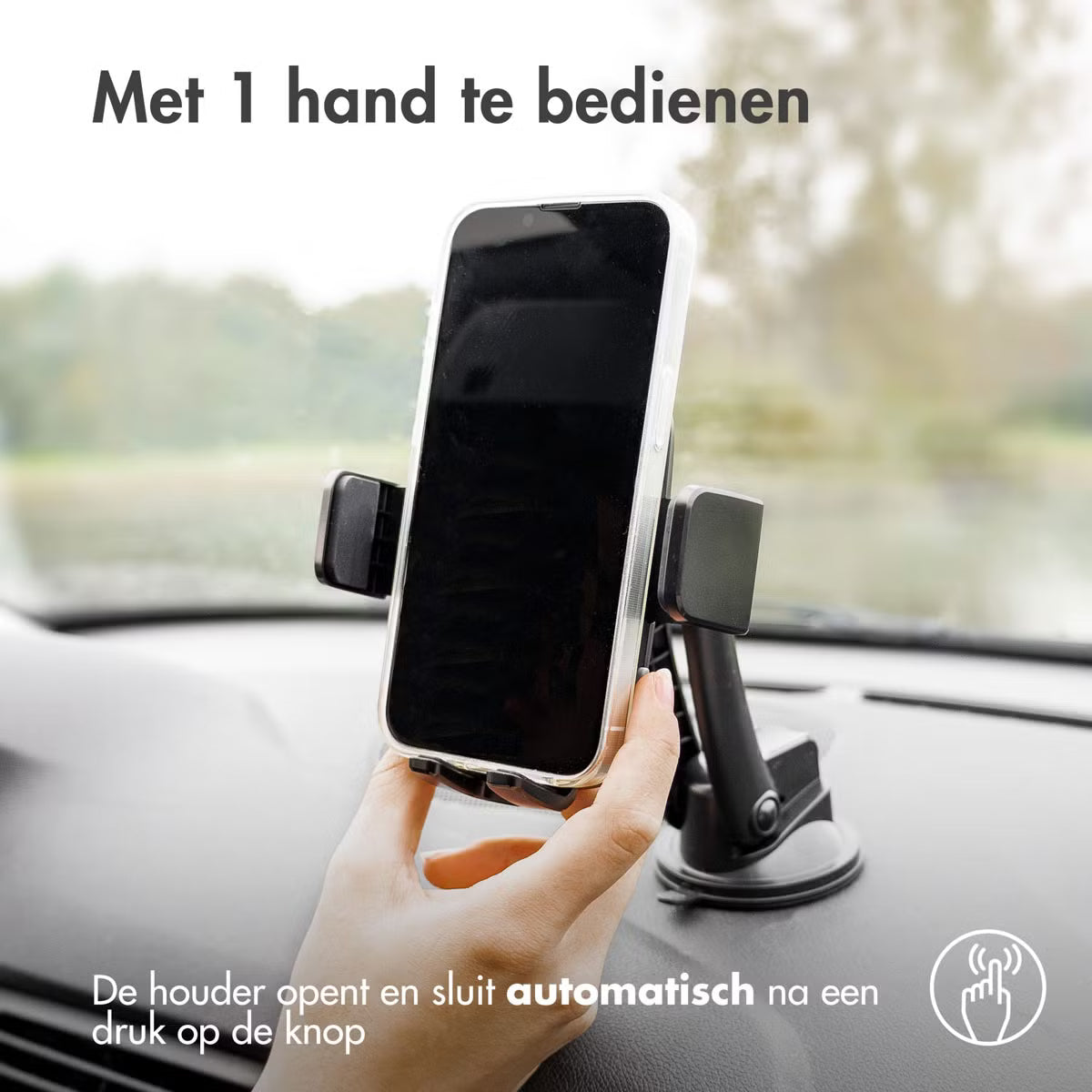 Accezz Telefoonhouder auto - Draadloze oplader - Dashboard en voorruit - Zwart 