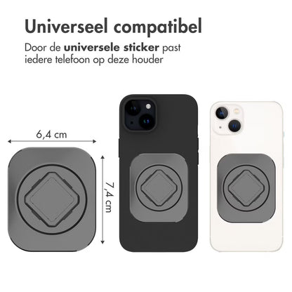 Accezz EasyLock telefoonhouder fiets - inclusief hoesje voor de Apple iPhone 15 Pro - Aluminium - 360 graden draaibaar - Zwart