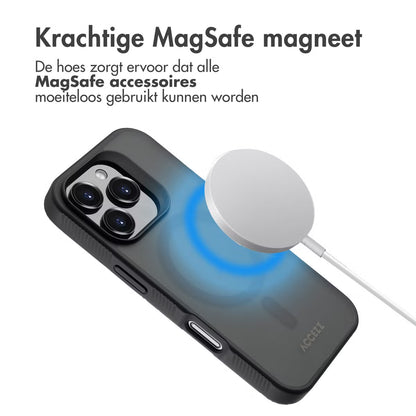 Accezz Rugged Frosted MagSafe Backcover voor de Apple iPhone 16 Pro Max - Zwart