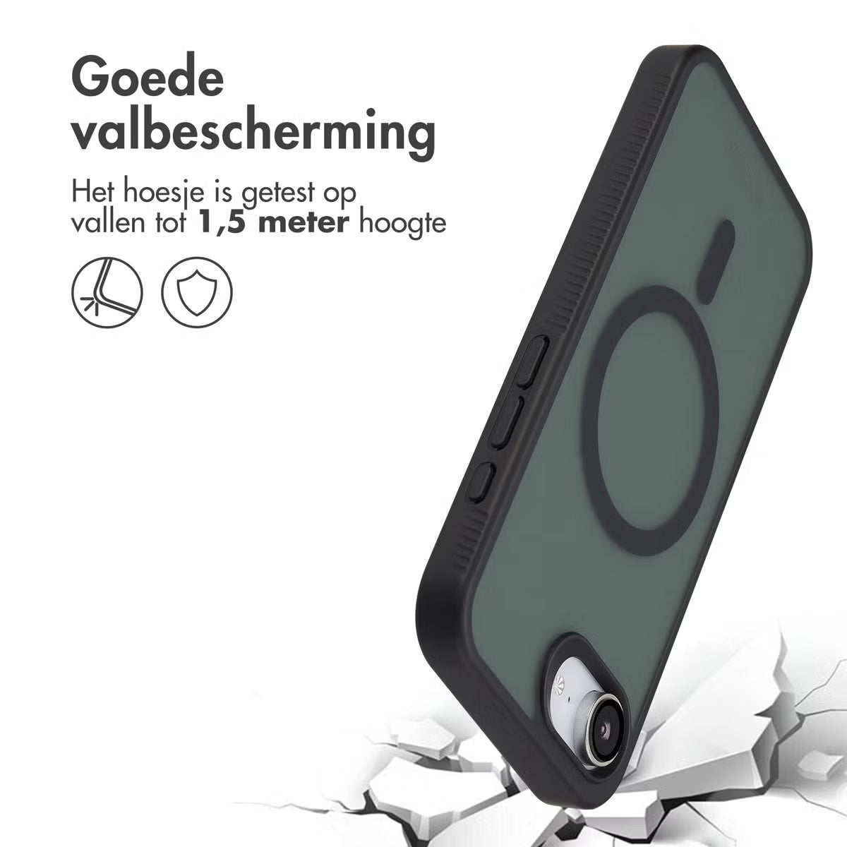 Accezz Rugged Frosted MagSafe Backcover voor de Apple iPhone 16e - Zwart