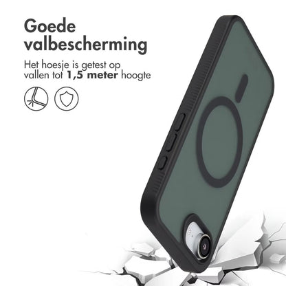 Accezz Rugged Frosted MagSafe Backcover voor de Apple iPhone 16e - Zwart