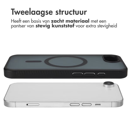 Accezz Rugged Frosted MagSafe Backcover voor de Apple iPhone 16e - Zwart