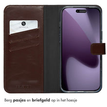 Selencia Echt Leren Bookcase for Apple iPhone 17 Pro Max - Bruin