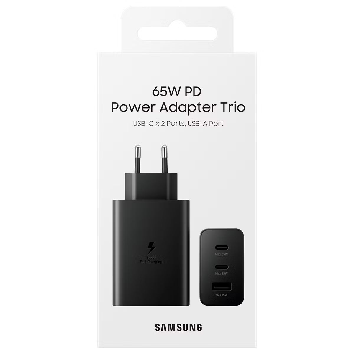 Samsung Originele Power Adapter Trio - Oplader - 2x USB-C en 1x USB aansluiting - Fast Charge - 65W - Black