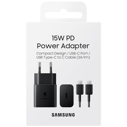 Samsung Originele Power Adapter met USB-C cable - Oplader - USB-C aansluiting - Fast Charge - 15 Watt - 1 meter - Black