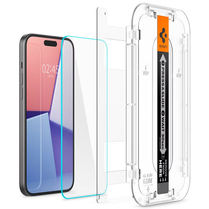 Spigen GLAStR EZ Fit Screenprotector + Applicator 2-pack for Apple iPhone 16 / 15
