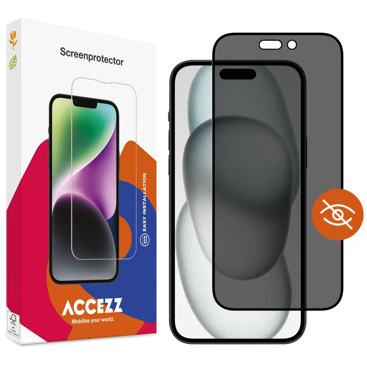 Accezz Gehard Glas Privacy Screenprotector for Apple iPhone 14 Pro / 15 / 16
