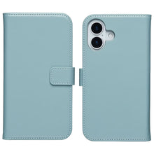 Selencia Echt Leren Bookcase for Apple iPhone 17 - Light blue 