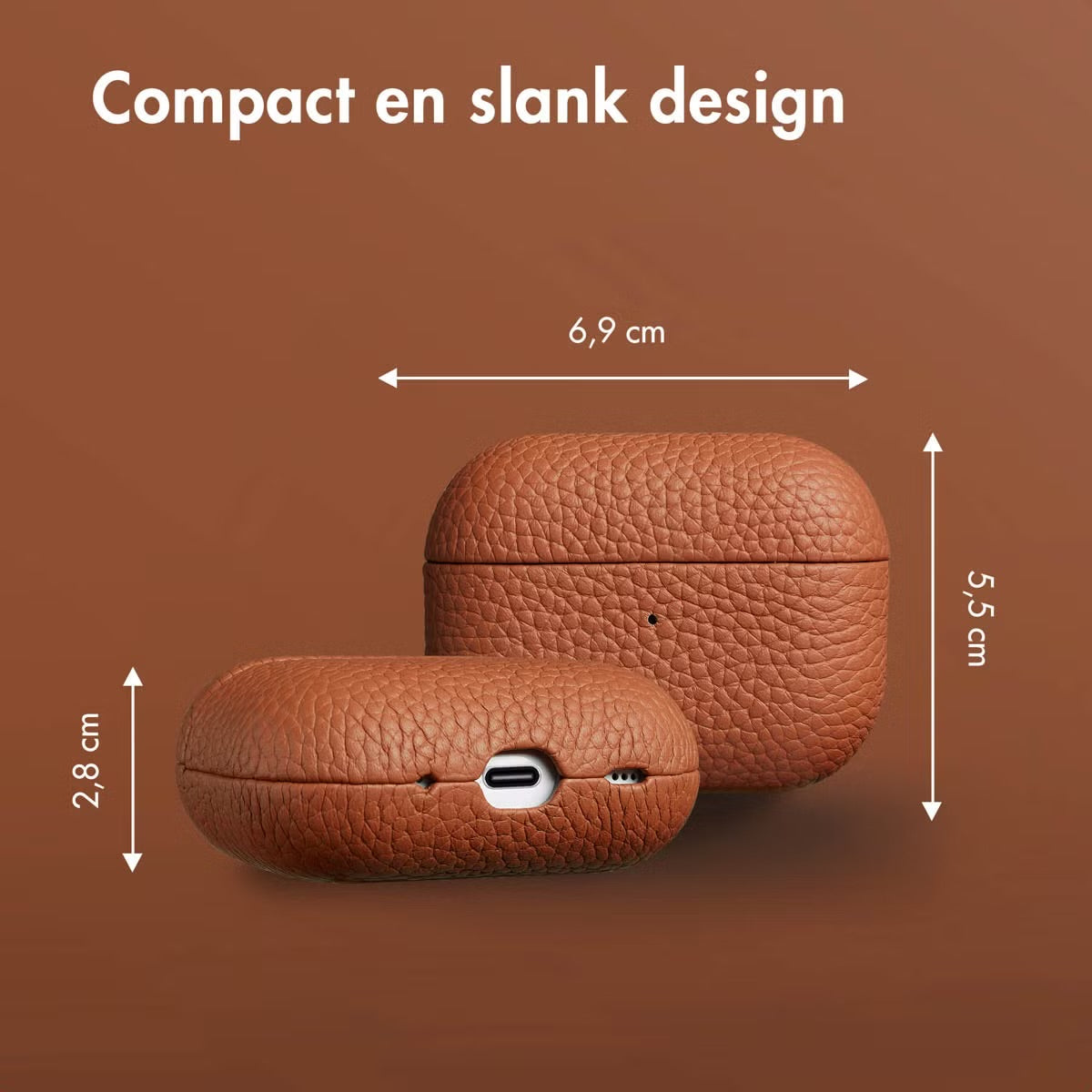 Accezz Echt Leren Case for Apple AirPods Pro 2 - Cognac