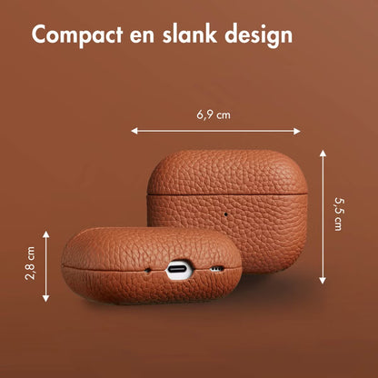 Accezz Echt Leren Case for Apple AirPods Pro 2 - Cognac