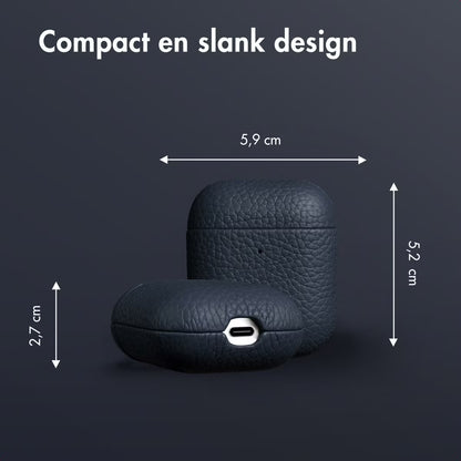 Accezz Echt Leren Case for Apple AirPods 1 / 2 - Donkerblauw