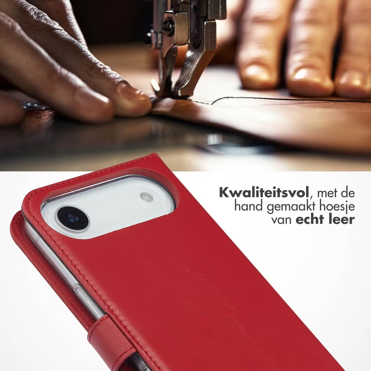 Selencia Echt Leren Bookcase for Apple iPhone Air - Rood