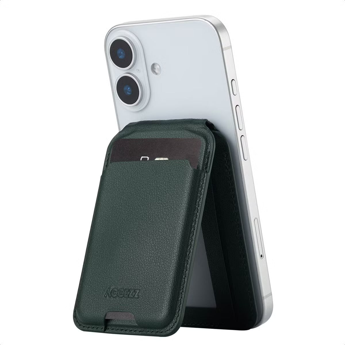 Accezz Leren Wallet meets standard for MagSafe - Cedar Green